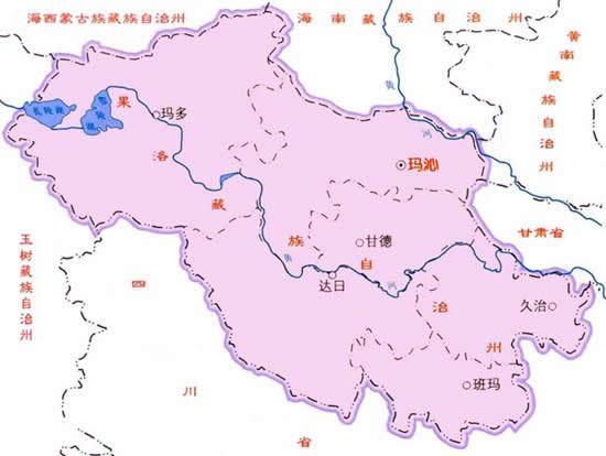 果洛藏族自治州地图图片