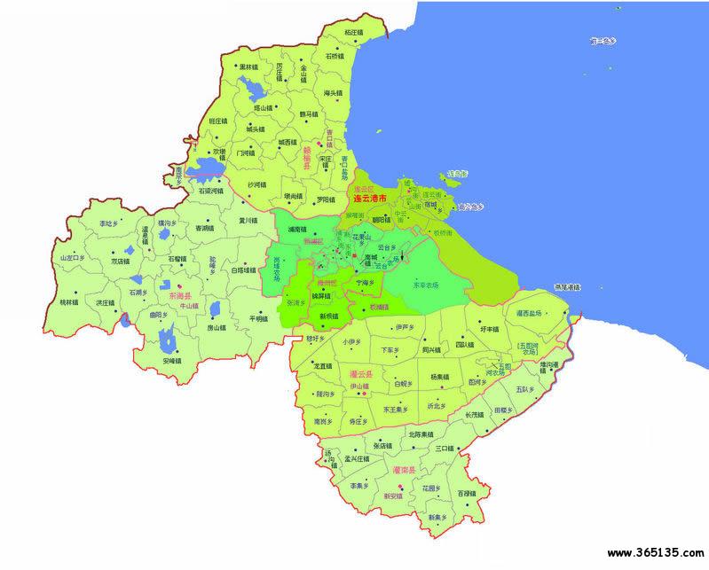 江苏 区划地图 >> 连云港市行政区划图图片